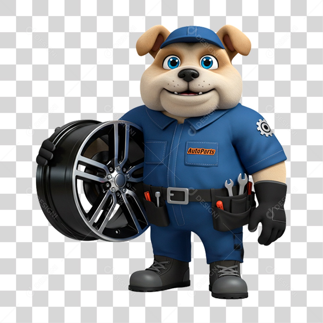 Mascote 3D Cachorro Mecânico PNG Transparente