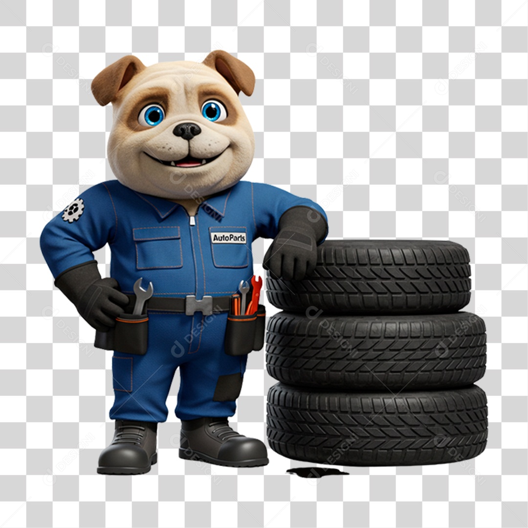 Mascote 3D Cachorro Mecânico PNG Transparente