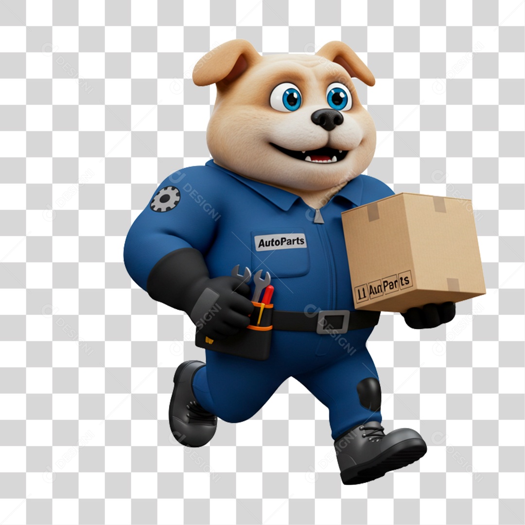 Mascote 3D Cachorro Mecânico PNG Transparente