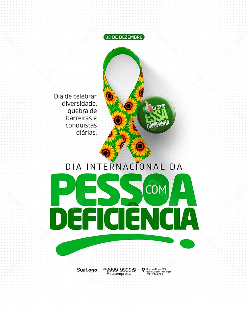 Dia Internacional Da Pessoa com Deficiência 03 de Dezembro Social Media PSD Editável