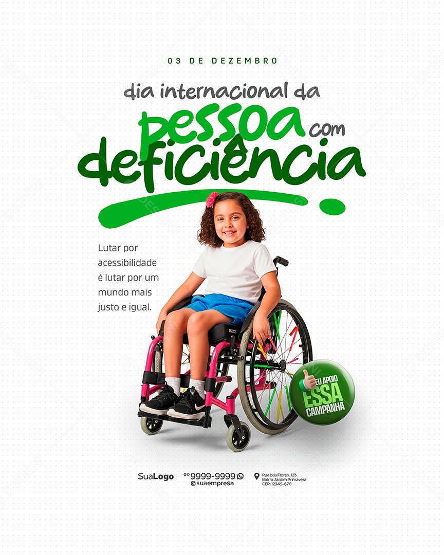 Dia Internacional Da Pessoa com Deficiência 03 de Dezembro Social Media PSD Editável