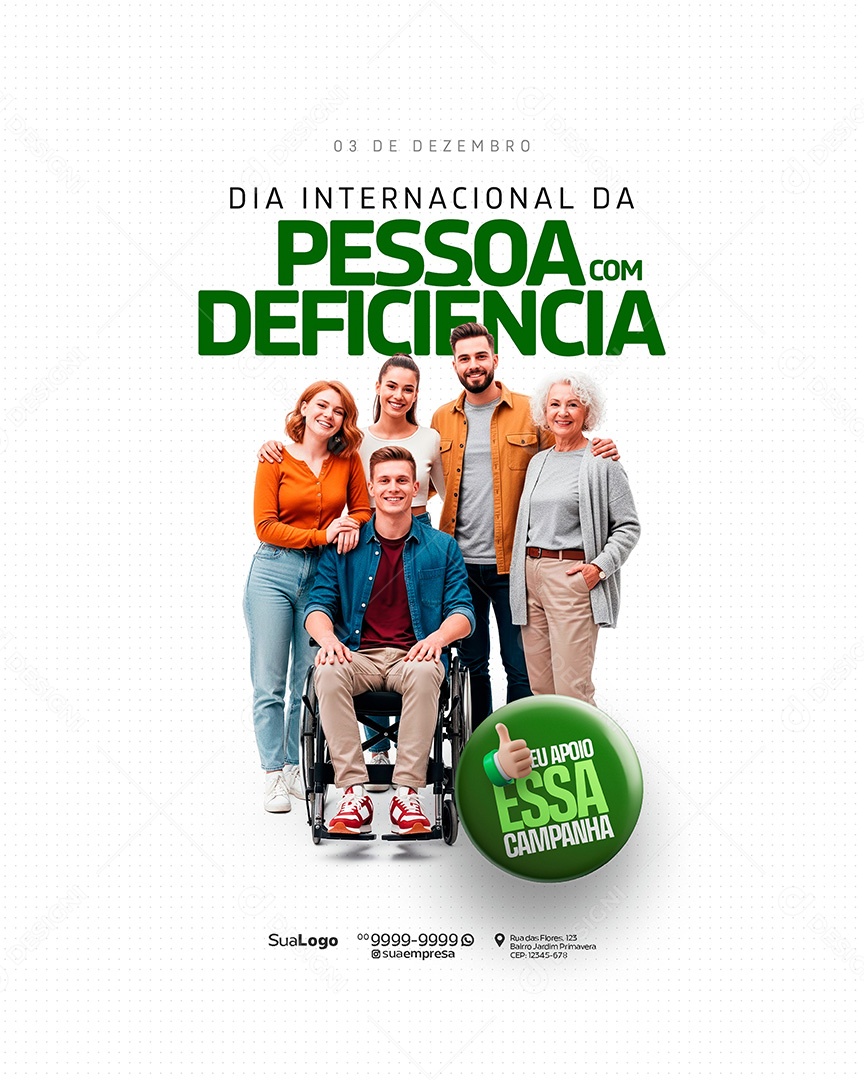 Dia Internacional Da Pessoa com Deficiência 03 de Dezembro Social Media PSD Editável