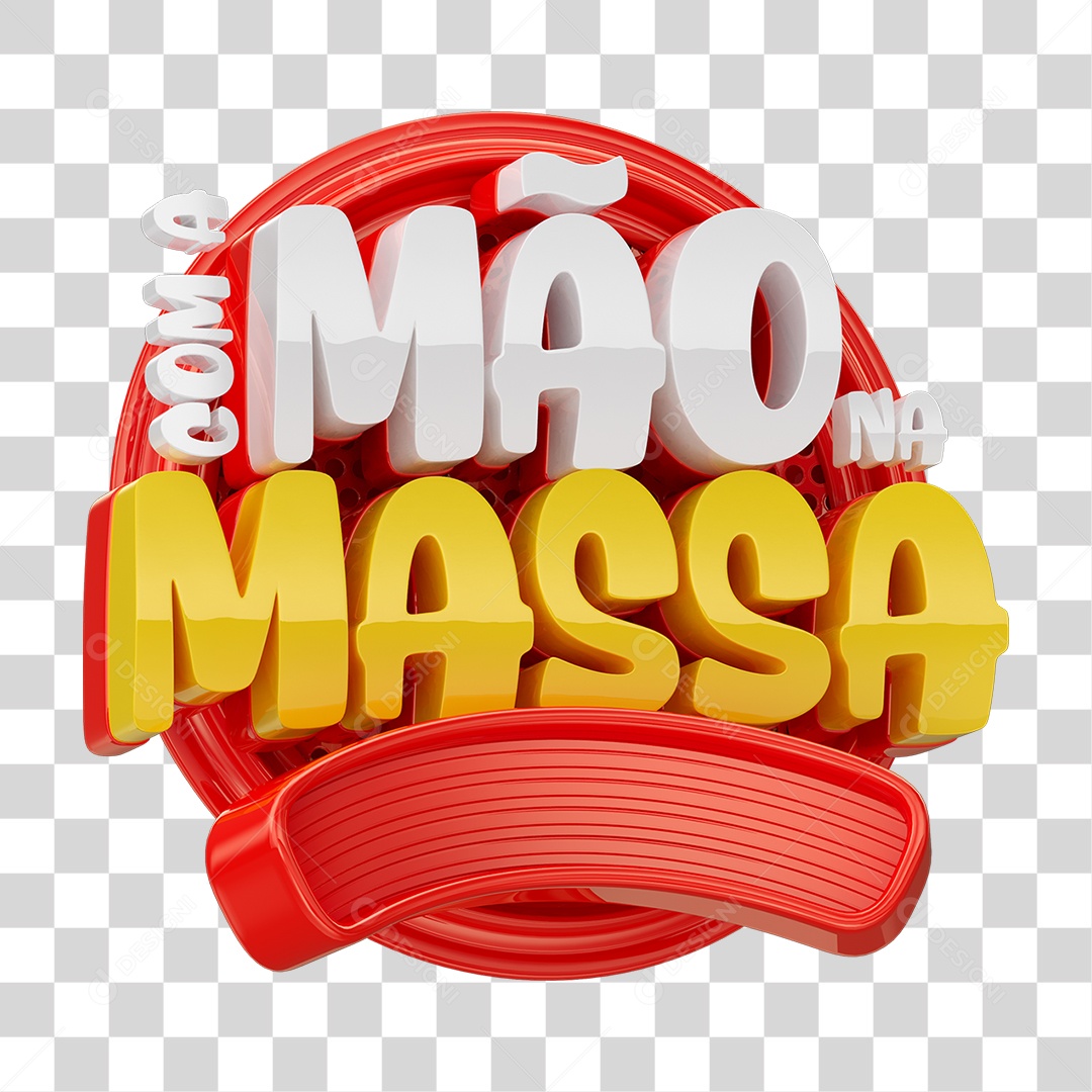 Selo 3D Com a Mão na Massa PNG Transparente