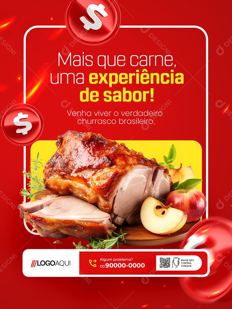 Churrascaria Mais Que Carne Uma Experiência de Sabor Social Media PSD Editável