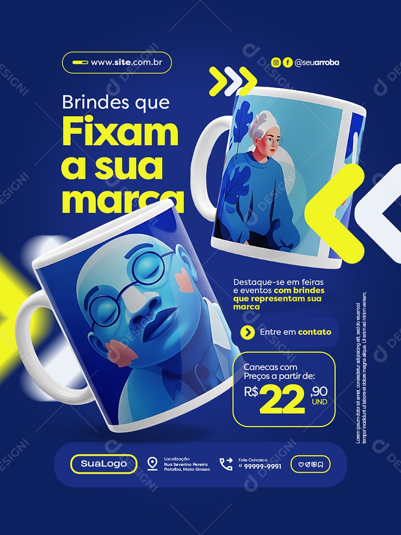 Empresa Brindes Que Fixam a Sua Marca Social Media PSD Editável