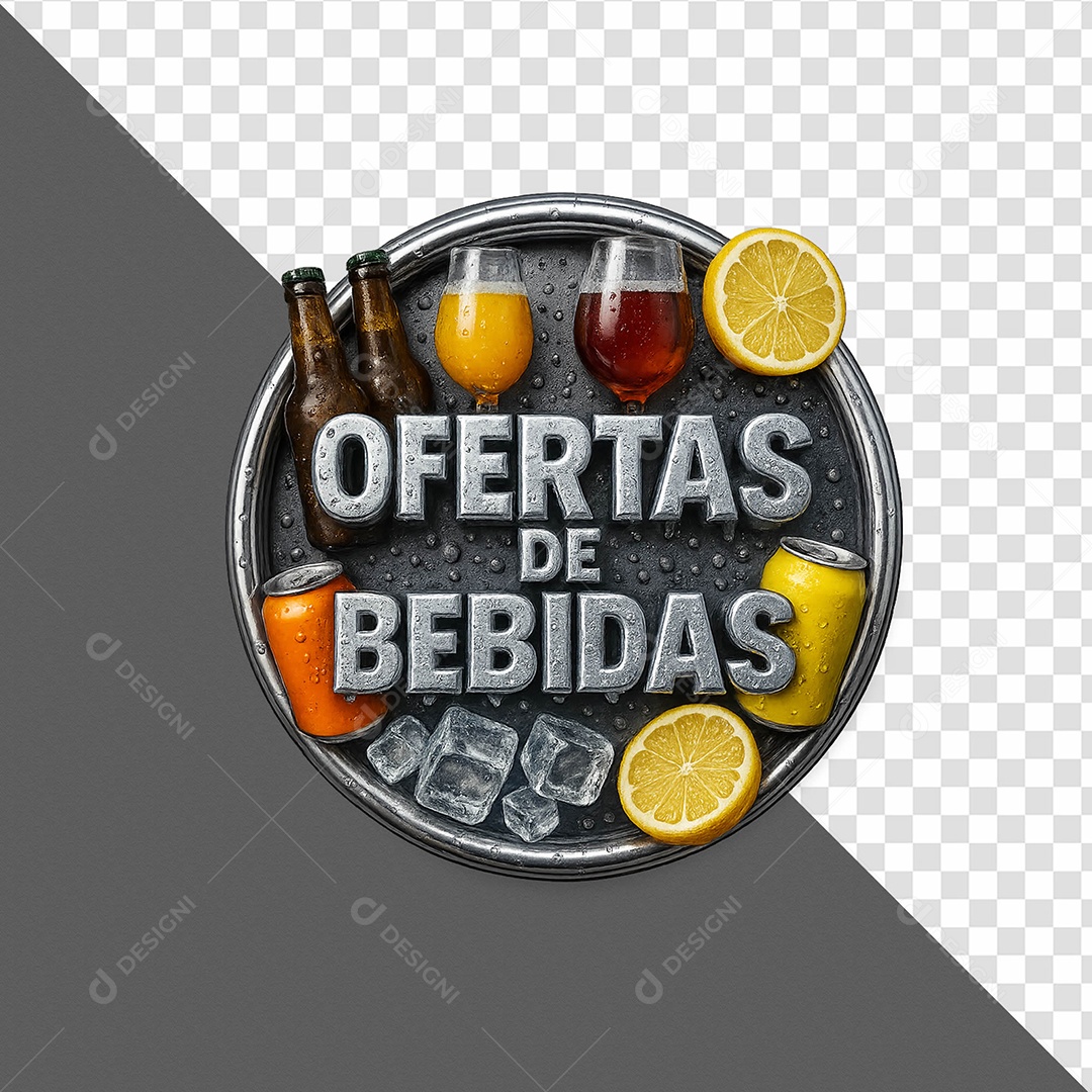 Oferta De Bebidas Gelada! Distribuidora de Bebidas Selo 3D Para Composição PSD