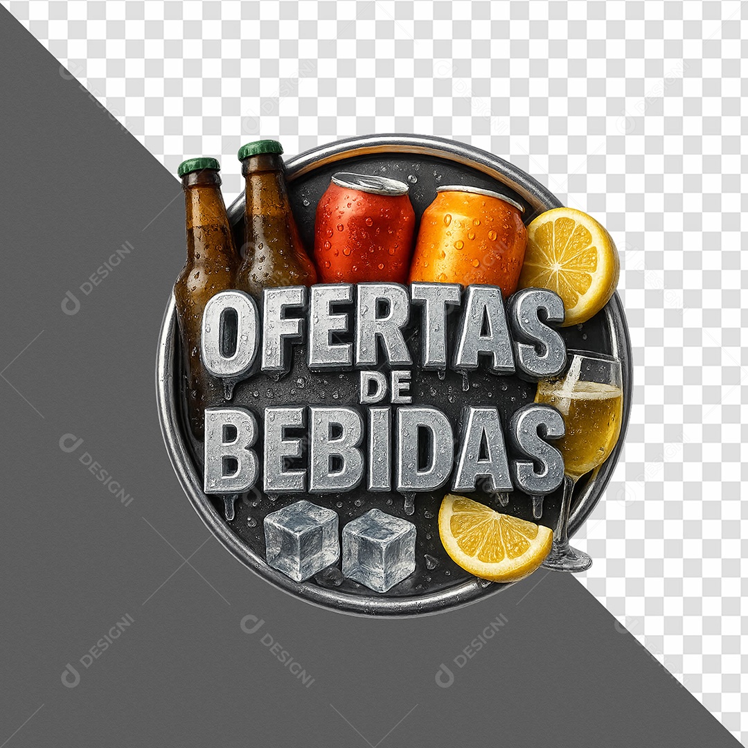 Oferta De Bebidas Gelada! Distribuidora de Bebidas Selo 3D Para Composição PSD
