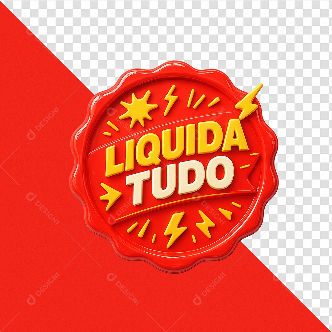Selo 3D Liquida Tudo Para Composição PSD
