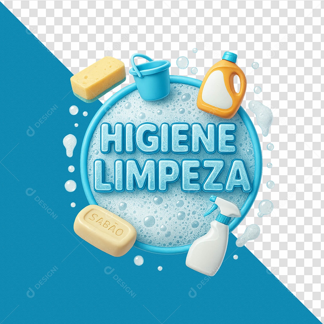 Higiene E Limpeza Selo 3D Para Composição PSD