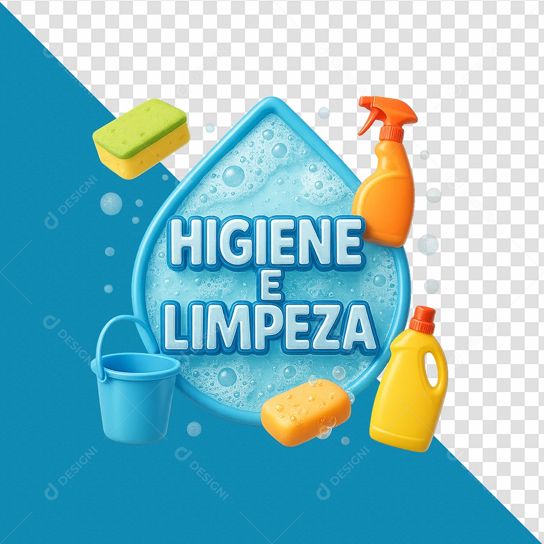 Higiene E Limpeza Selo 3D Para Composição PSD