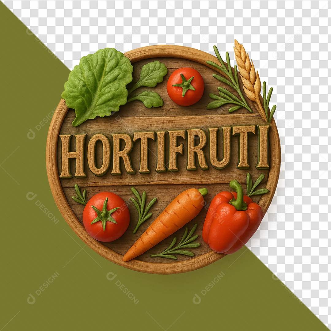 Hortifruti Selo 3D Para Composição PSD