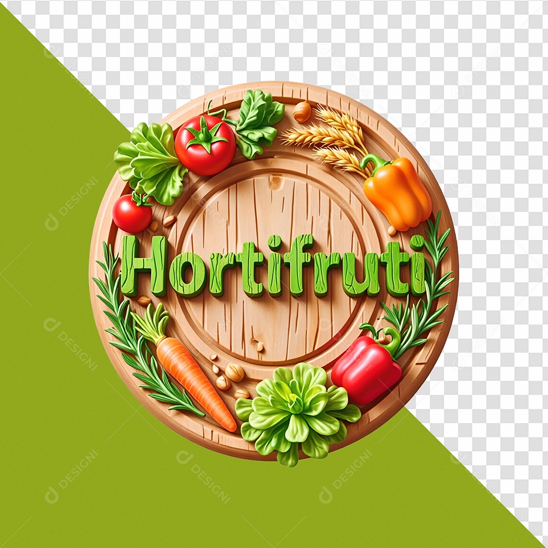 Hortifruti Selo 3D Para Composição PSD