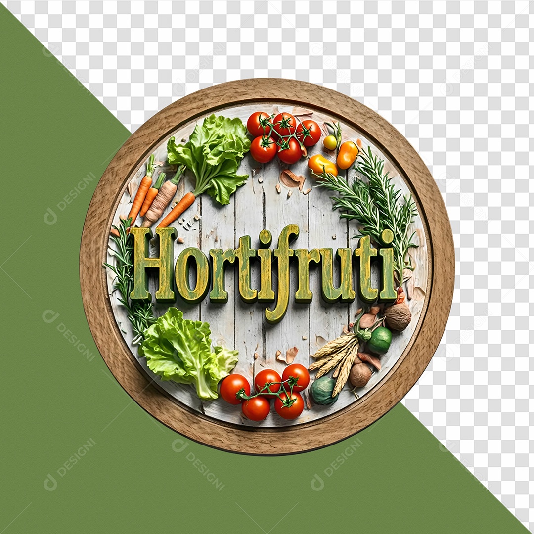 Hortifruti Selo 3D Para Composição PSD