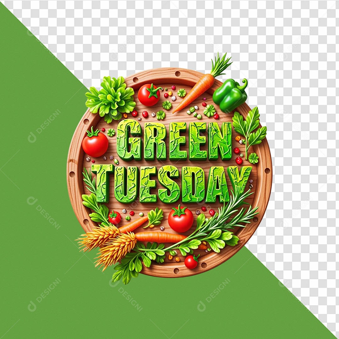 Terça Verde Selo 3D Para Composição PSD