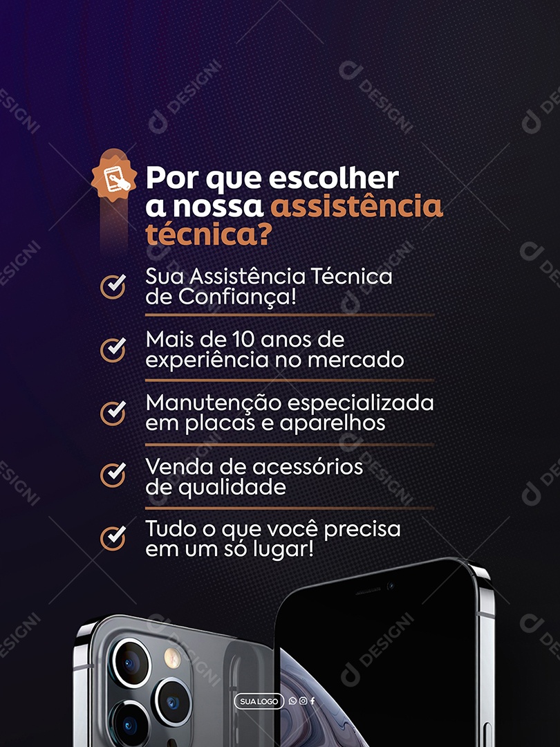 Assistência Técnica Smartfone Social Media PSD Editável