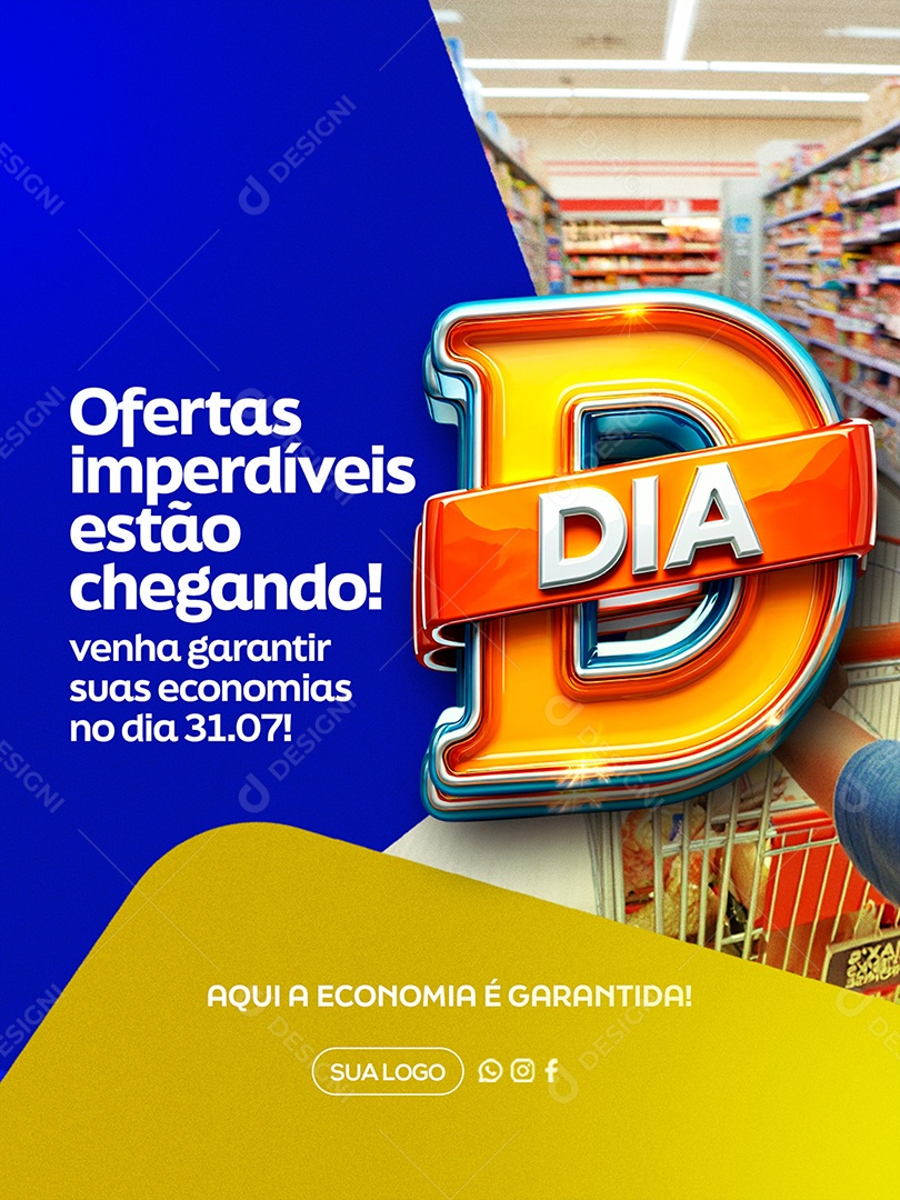 Supermercado Dia D Promoções Social Media PSD Editável