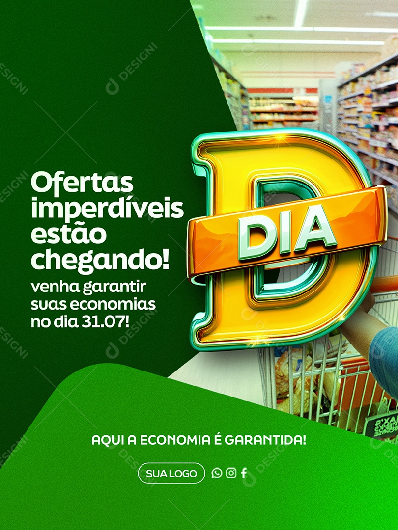 Supermercado Dia D Promoções Social Media PSD Editável