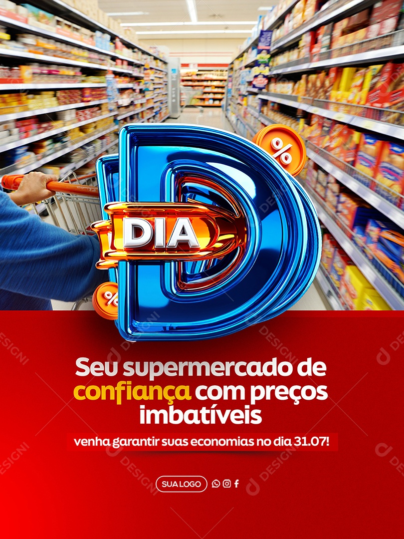 Supermercado Dia D Promoções Social Media PSD Editável