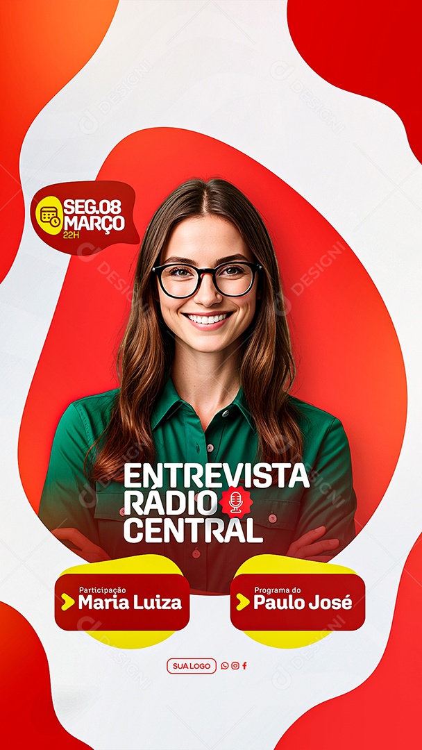Story Entrevista Radio Central Social Media PSD Editável