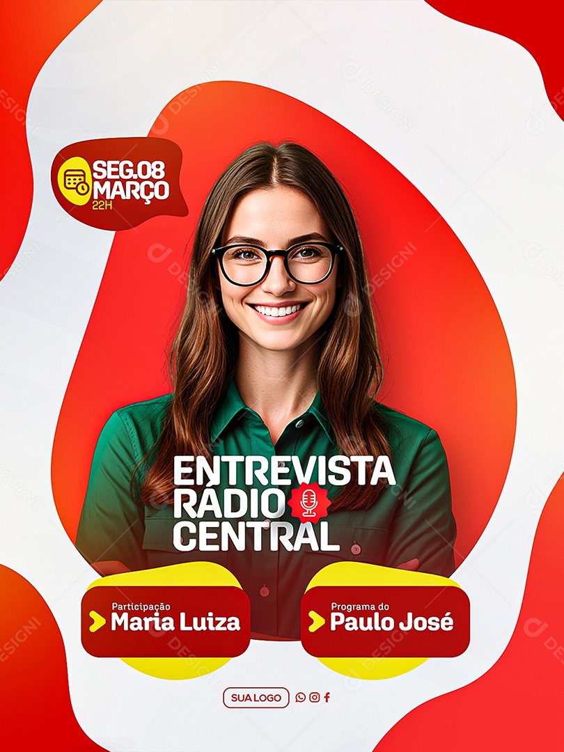 Entrevista Radio Central Social Media PSD Editável