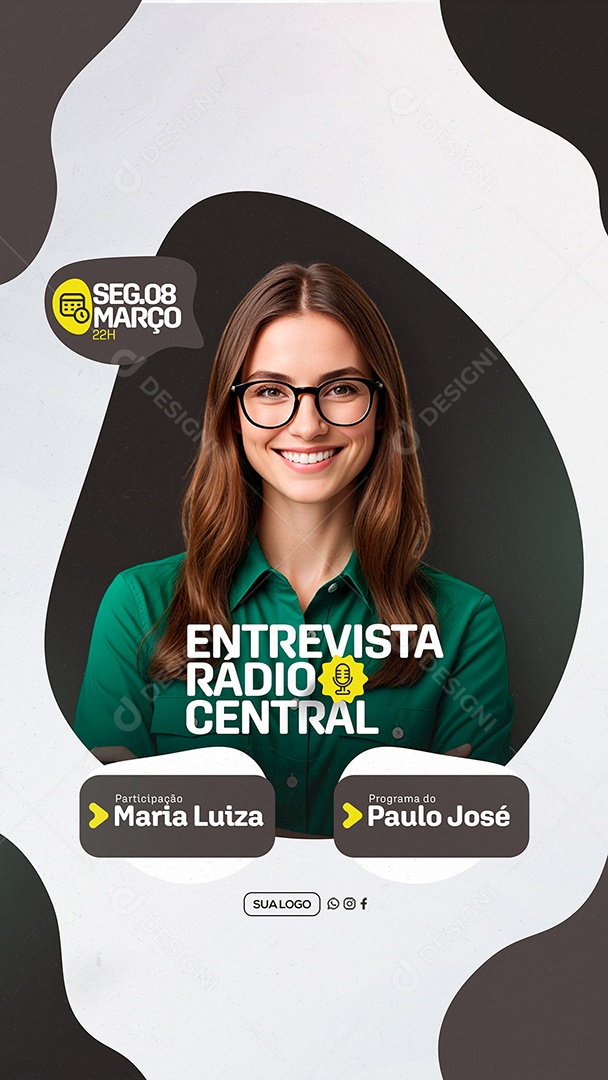 Story Entrevista Radio Central Social Media PSD Editável