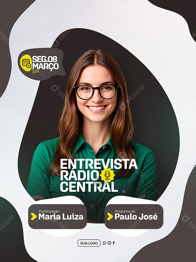 Entrevista Radio Central Social Media PSD Editável