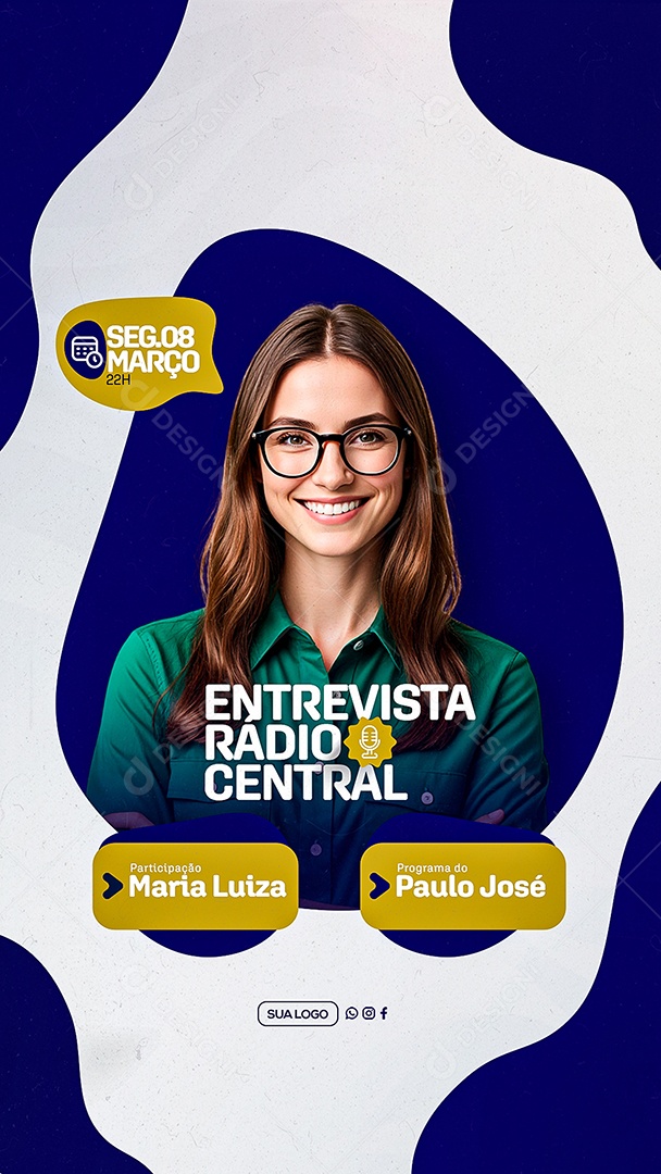 Story Entrevista Radio Central Social Media PSD Editável