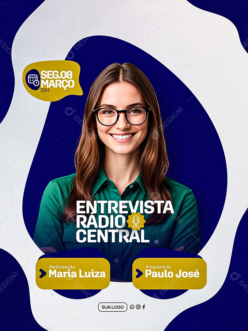 Entrevista Radio Central Social Media PSD Editável