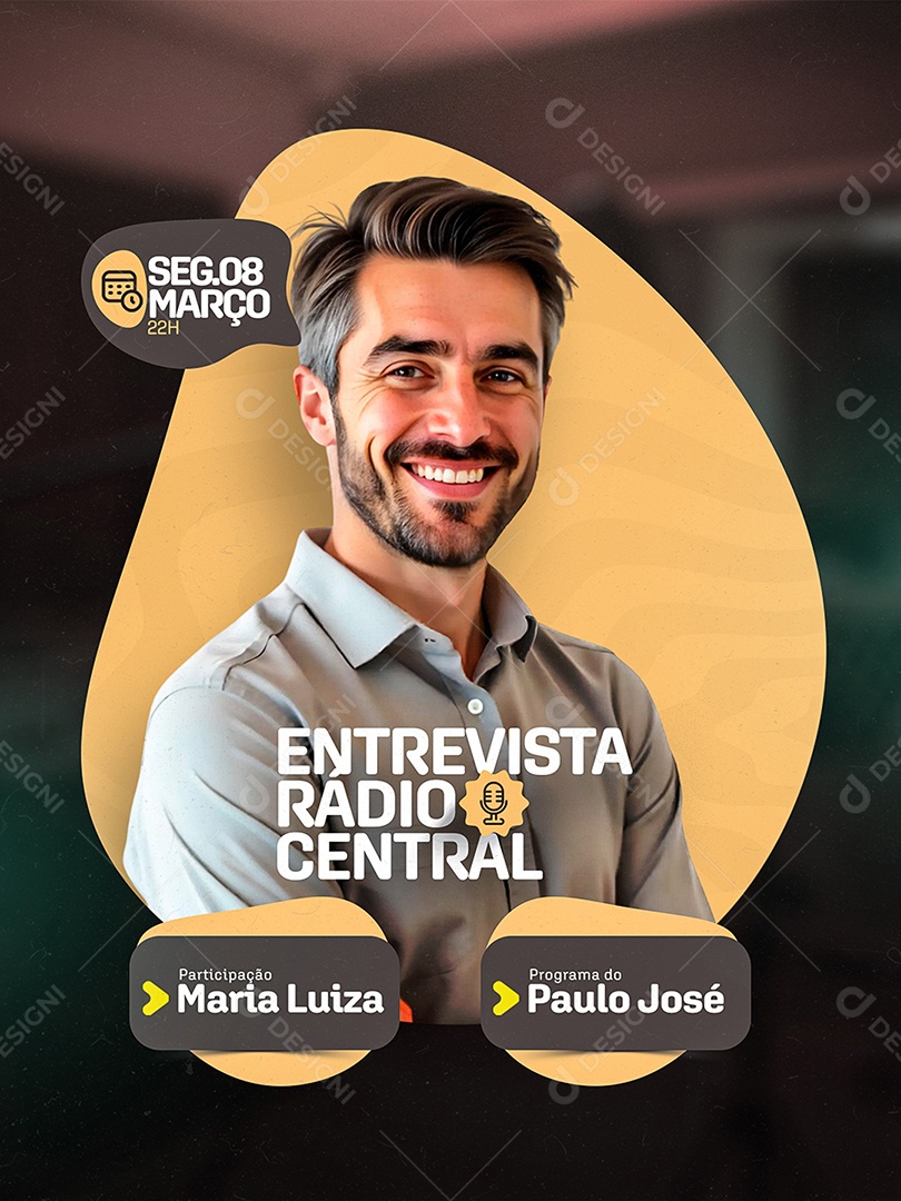 Entrevista Radio Central Social Media PSD Editável