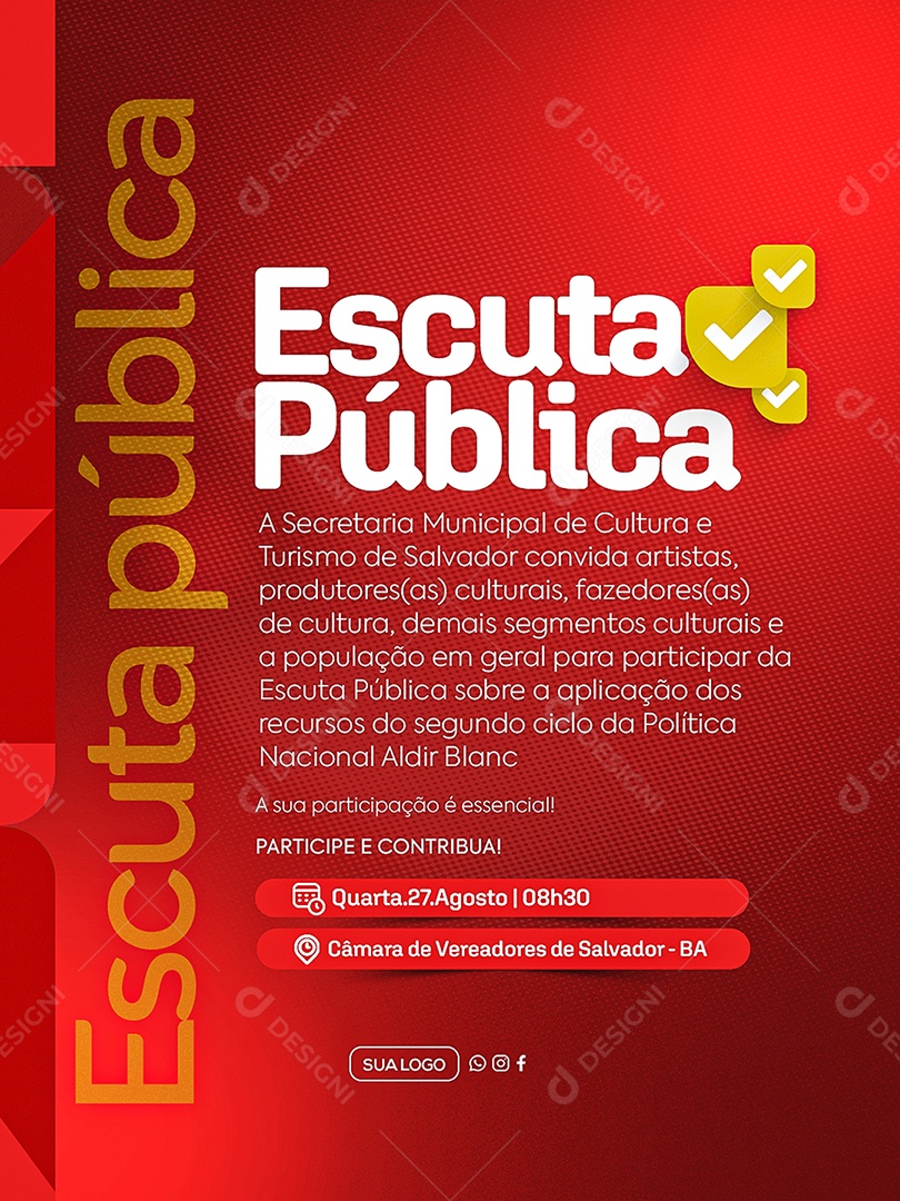Escuta Pública Prefeitura Social Media PSD Editável