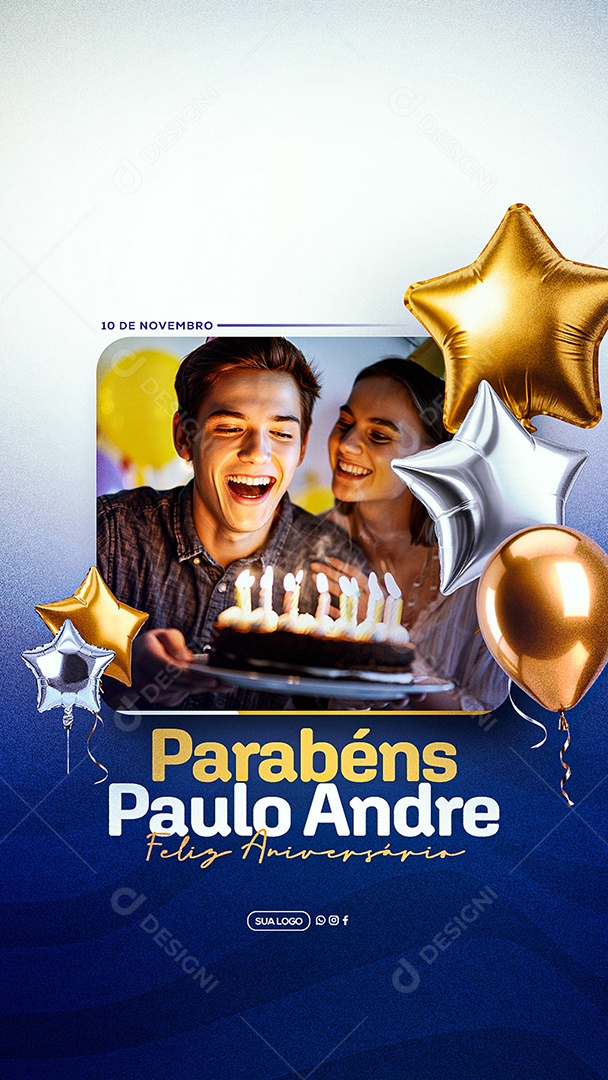Story Feliz Aniversário Parabéns Paulo André Social Media PSD Editável