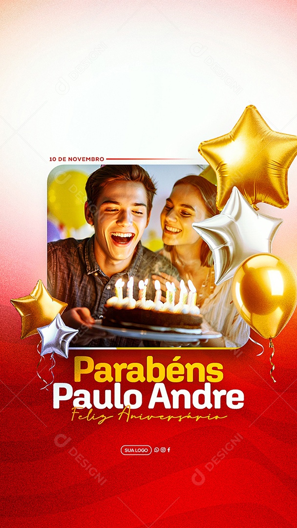 Story Feliz Aniversário Parabéns Paulo André Social Media PSD Editável