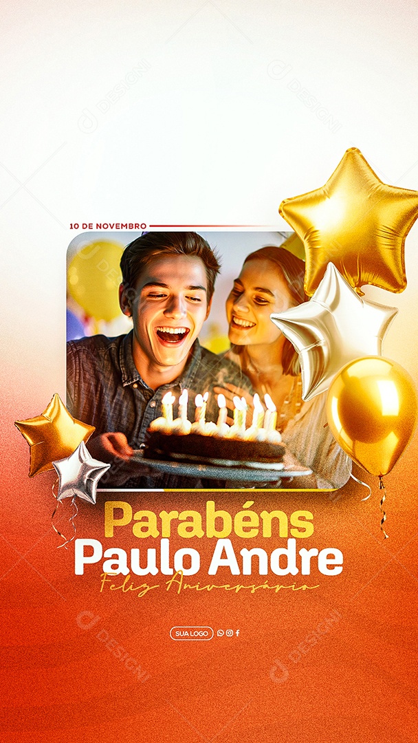 Story Feliz Aniversário Parabéns Paulo André Social Media PSD Editável