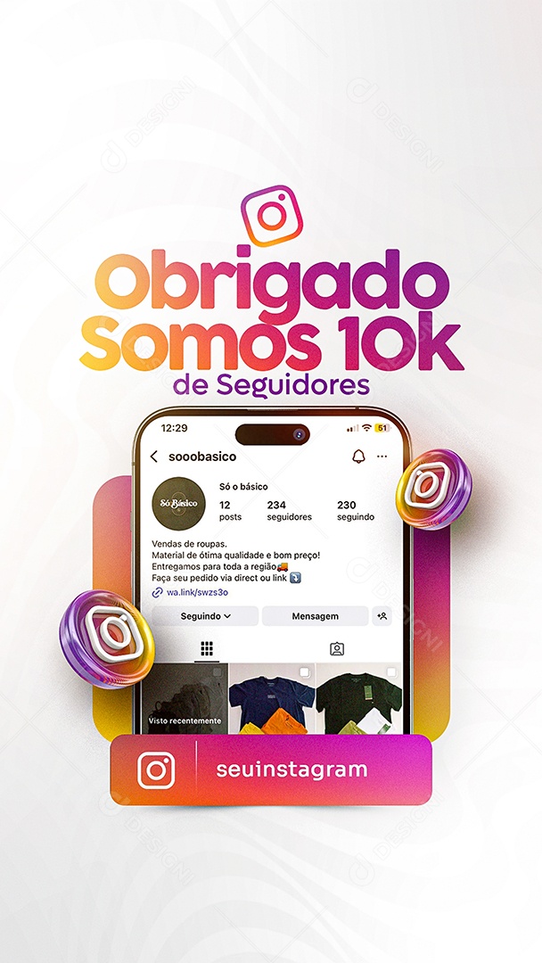 Story Obrigado Somos 10K Social Media PSD Editável