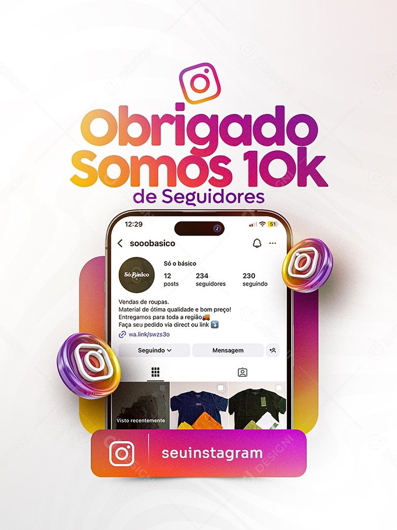 Obrigado Somos 10K Social Media PSD Editável