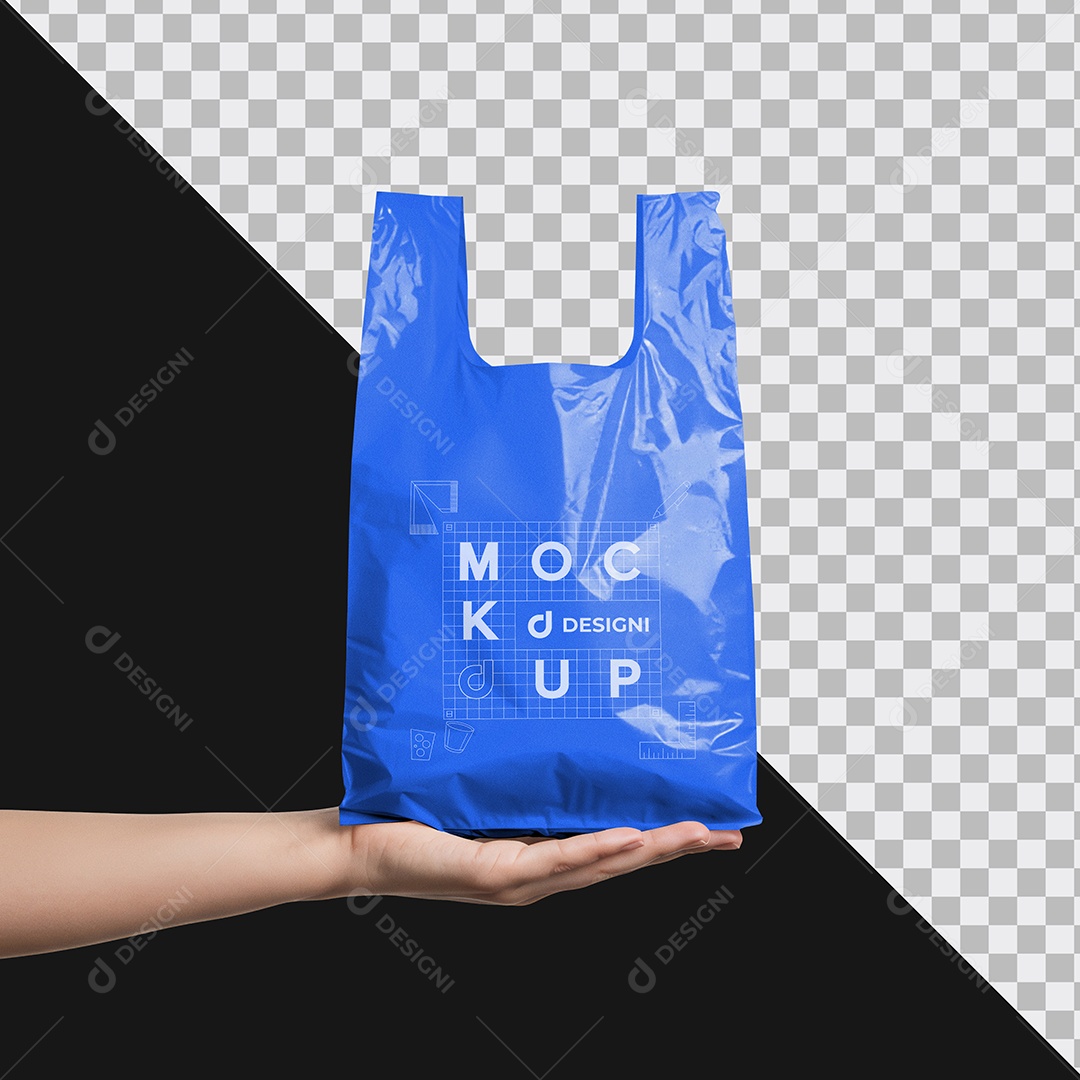 Mockup Sacola de Plástico no Hortifruti PSD Editável