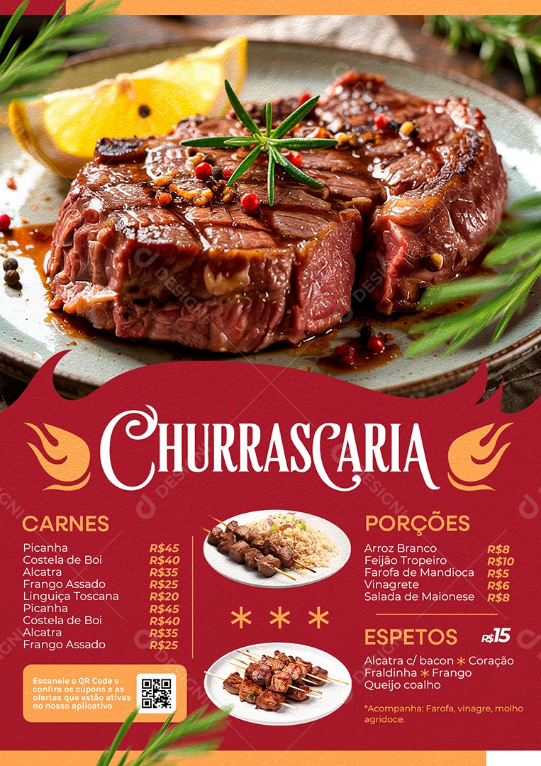 Modelo de Cardápio Churrascaria PSD Editável