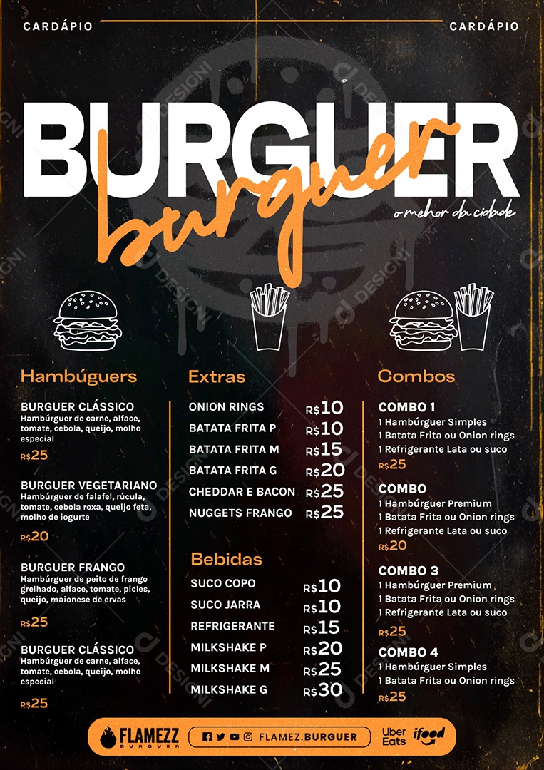 Cardápio Hamburgueria PSD Editável