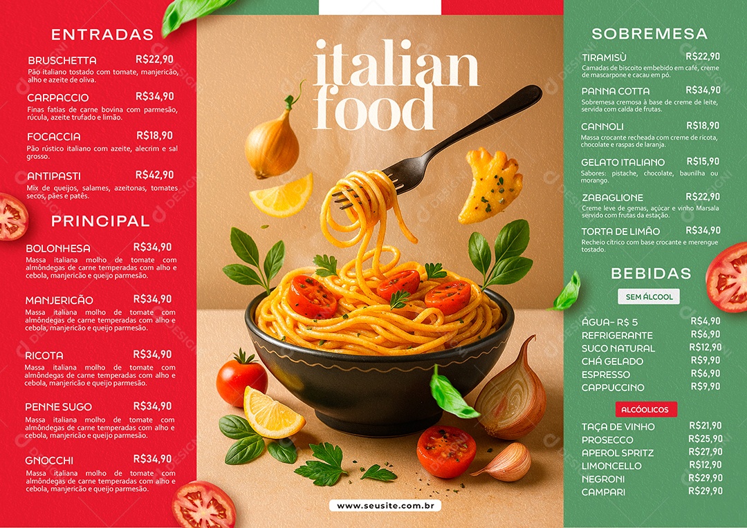 Cardápio Massas PSD Editável
