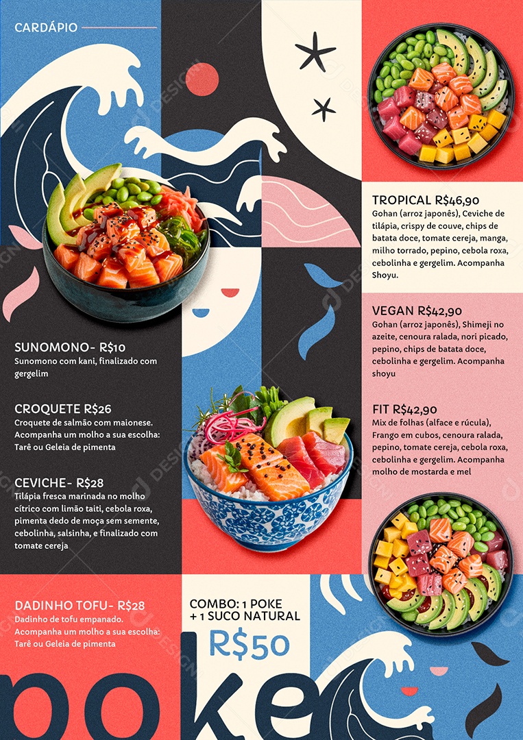 Modelo de Cardápio Poke PSD Editável