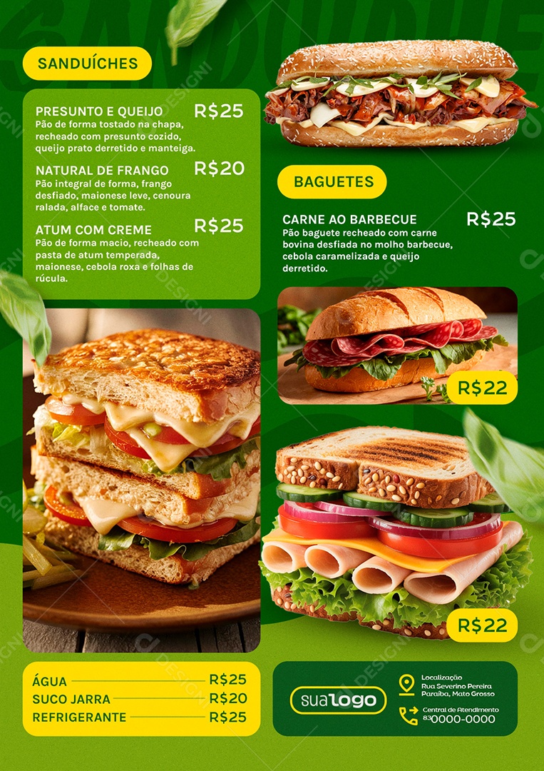 Cardápio Sanduíches PSD Editável