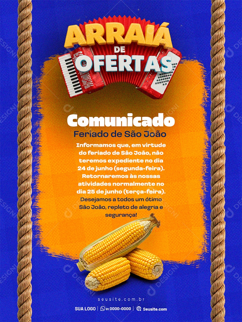 Comunicado de São João Social Media Feed PSD Editável