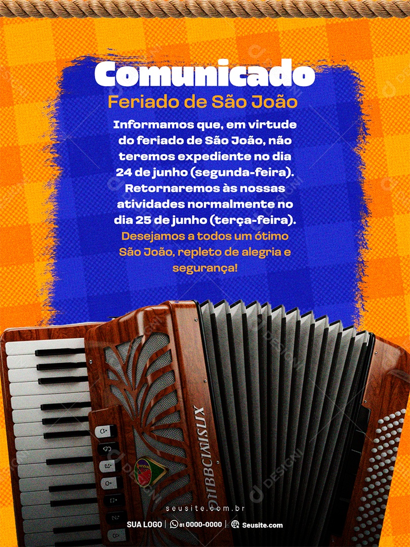 Comunicado de São João Social Media Feed PSD Editável