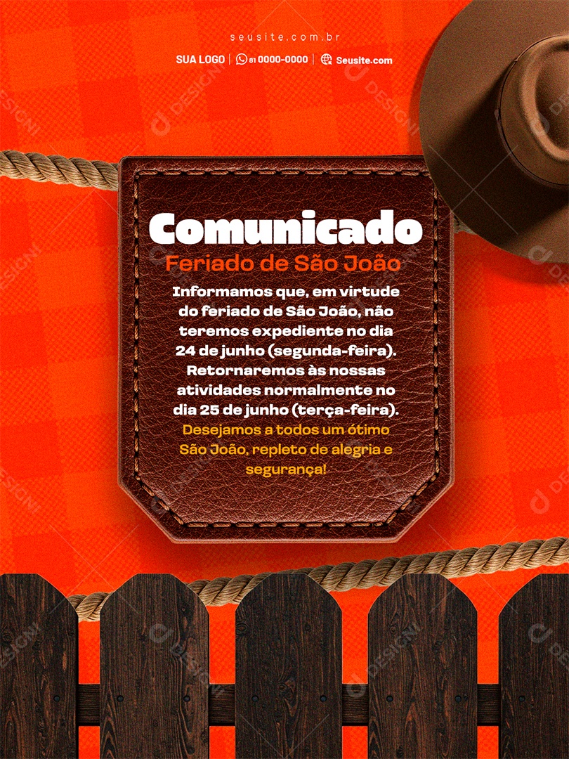 Comunicado de São João Social Media Feed PSD Editável
