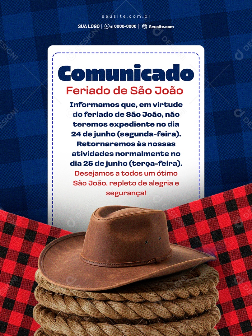 Comunicado de São João Social Media Feed PSD Editável