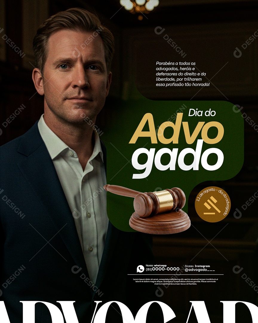 Dia do Advogado 11 de Agosto Parabéns a Todos Social Media PSD Editável