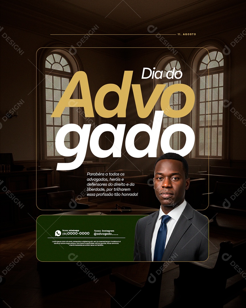 Dia do Advogado 11 de Agosto Parabéns Social Media PSD Editável