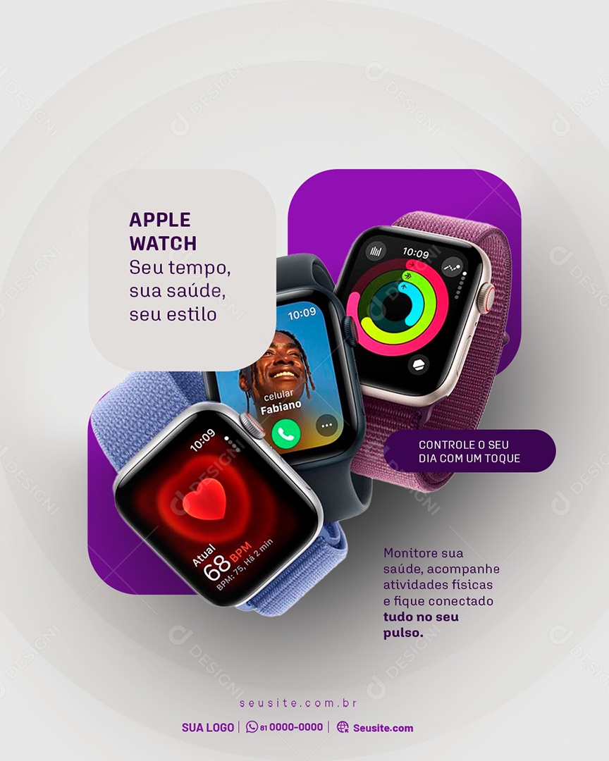 Feed Loja da Apple Airpods Pro Seu Tempo sua Saúde Social Media PSD Editável