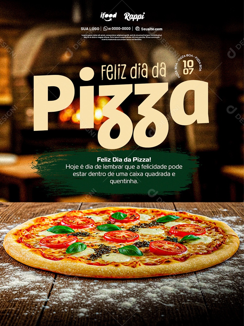 Pizzaria Feliz Dia da Pizza 10 de Julho Social Media PSD Editável