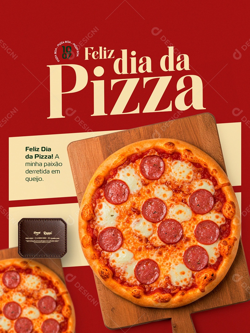 Pizzaria Feliz Dia da Pizza 10 de Julho Social Media PSD Editável